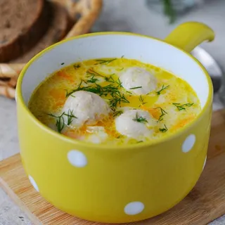 Cheese Soup with Meatballs